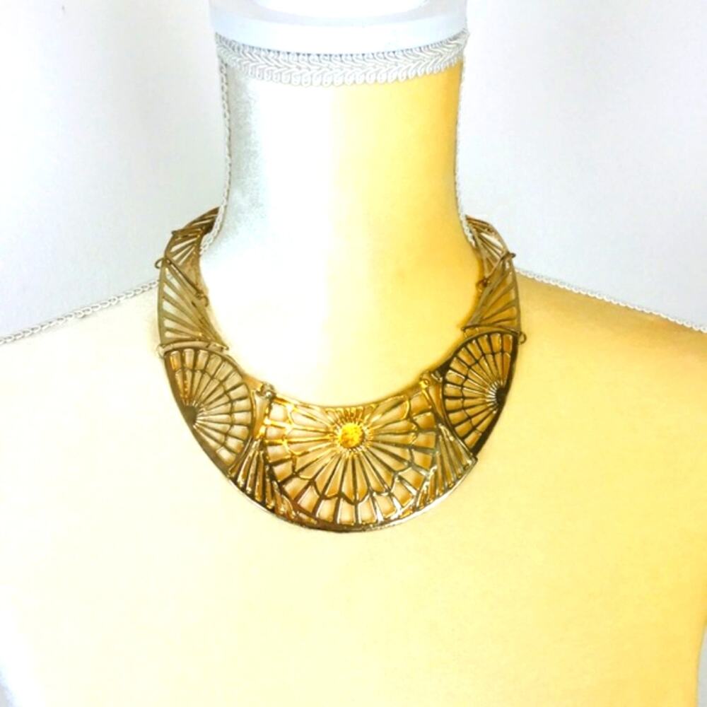 Statement Necklace Gold Tone